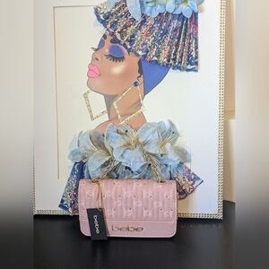 BeBe NWT Blush Pink Dainty Crossbody Chain Strap Purse Bag
